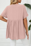 Plain Fold Sleeves V Neck Top