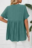 Plain Fold Sleeves V Neck Top