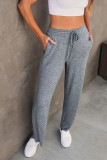 High Waist Drawstring Plain Jogger Pants