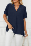 Plain Fold Sleeves V Neck Top