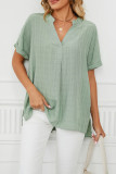 Plain Fold Sleeves V Neck Top