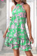 Green Halter Sleeveless Floral Dress
