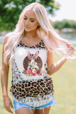 Leopard Easter Rabbit Leopard Bleached Graphic Tank Top