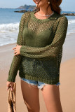 Plain Heart Hollow Out Knit Kimono Top