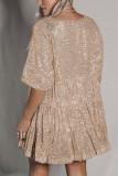 Sequin Glitter Smocked Dress