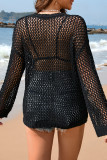 Plain Heart Hollow Out Knit Kimono Top