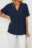 Plain Fold Sleeves V Neck Top