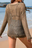 Plain Star Hollow Out Knit Kimono Top