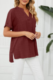 Plain Fold Sleeves V Neck Top