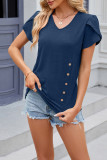 Plain Side Button Turlip Sleeves Jersey Top