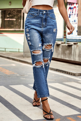 Washed Ripped Denim Jeans