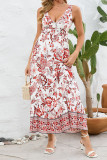 V Neck Plunge Sleeveless Floral Maxi Dress
