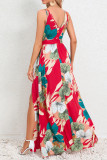 Wrap V Neck Pleated Maxi Floral Dress With Sash