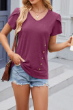 Plain Side Button Turlip Sleeves Jersey Top