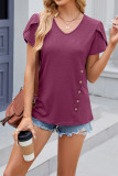 Plain Side Button Turlip Sleeves Jersey Top