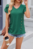 Plain Side Button Turlip Sleeves Jersey Top