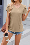 Plain Side Button Turlip Sleeves Jersey Top
