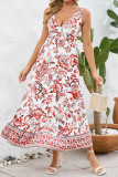 V Neck Plunge Sleeveless Floral Maxi Dress