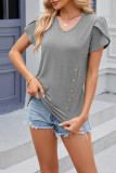 Plain Side Button Turlip Sleeves Jersey Top