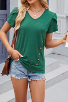 Plain Side Button Turlip Sleeves Jersey Top