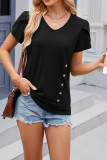 Plain Side Button Turlip Sleeves Jersey Top