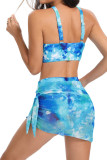 Tie Dye Hollow Out Twisted Halter Bikini Set