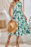 One Shoulder Tie Strap Floral Midi Dress