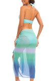 Twisted Halter Bikini Set With Cover Up 3pcs Set