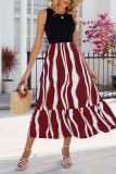 Color Block Striped Sleevless Maxi Dress