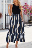 Color Block Striped Sleevless Maxi Dress