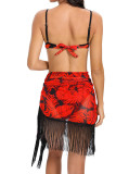 Tie Dye Bikini Set With Tassels Cover Up