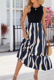 Color Block Striped Sleevless Maxi Dress