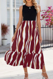 Color Block Striped Sleevless Maxi Dress