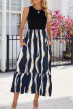 Color Block Striped Sleevless Maxi Dress