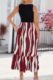 Color Block Striped Sleevless Maxi Dress