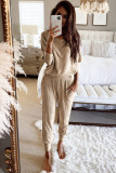Parchment Ribbed Dolman Sleeve Top and Pocketed Pants Set