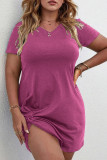 Plus Size Plain Short Sleeves Dress