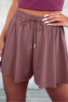 Mineral Red Drawstring Elastic Waist Layered Flowy Shorts