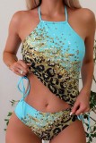 Leopard Print Halter Tankini Set