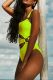 Plain Hollow Out Waist High Cut One Piece Swimsuit