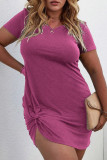 Plus Size Plain Short Sleeves Dress