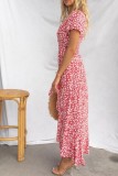 Wrap V Neck Side Tie Floral Dress