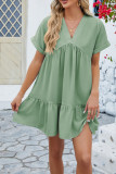 Plain V Neck Babydoll Dress