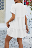 Plain V Neck Babydoll Dress