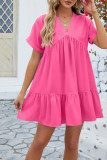Plain V Neck Babydoll Dress