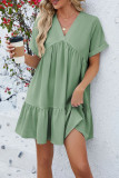 Plain V Neck Babydoll Dress
