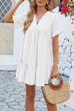 Plain V Neck Babydoll Dress