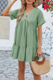 Plain V Neck Babydoll Dress