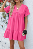 Plain V Neck Babydoll Dress