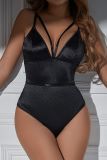 Black Spaghetti One Piece Bodysuit